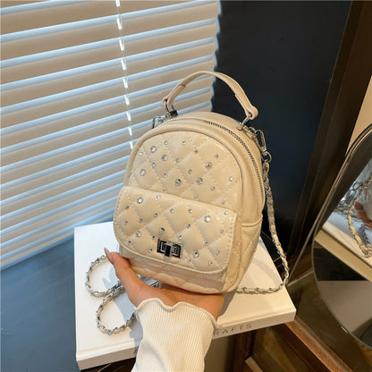 Quilted Mini Backpack with Rhinestone Accents Acalora