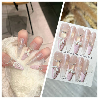 Artistic Stiletto Press-On Nail Set with Charming Patterns Acalora