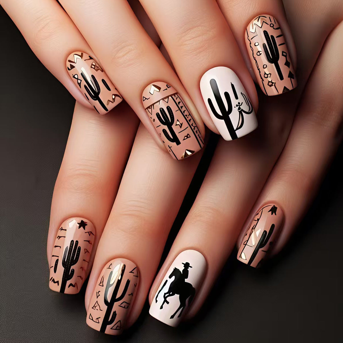 Western-Themed Nail Art Acalora