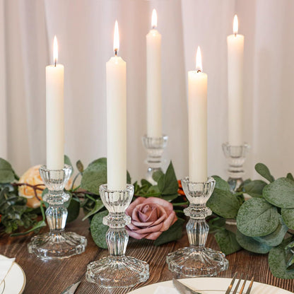 Crystal-cut Glass Candlestick Holder with Ribbed Stem Acalora