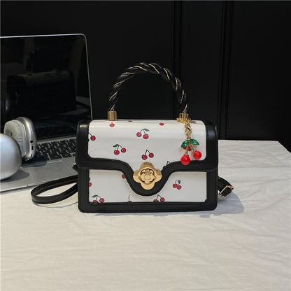 Playful Cherry Print Mini Satchel Handbag Acalora