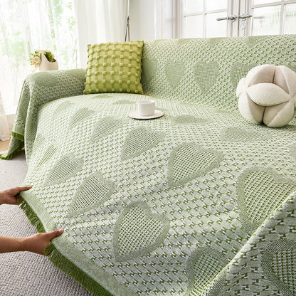 Cozy Heart Pattern Sofa Throw Blanket