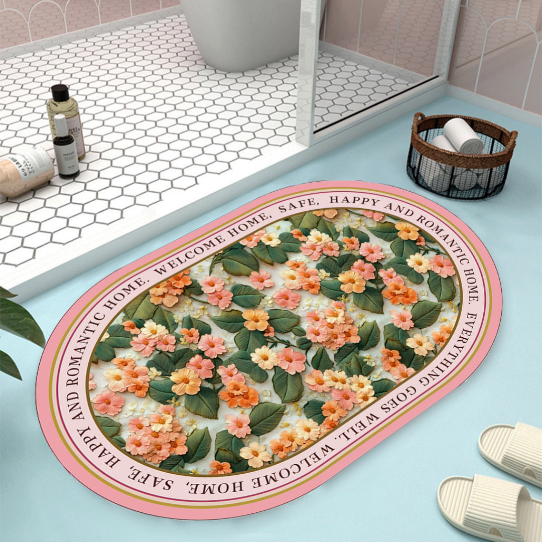 Floral Design Bath Mat