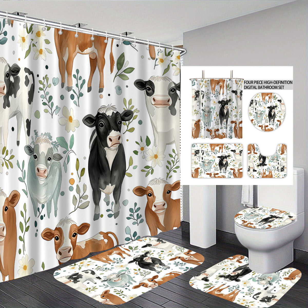 Cartoon Lamb-Themed Bathroom Décor Set