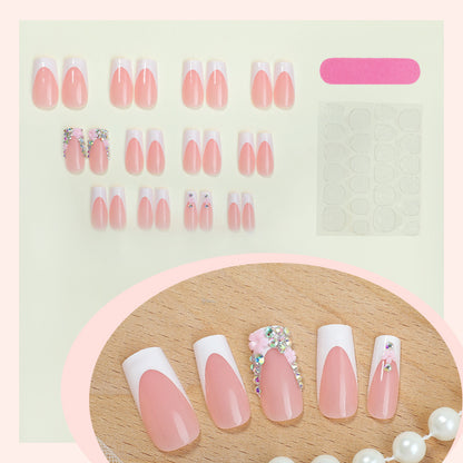 Decorative Press-On Nail Set with Elegant Accent Designs Acalora