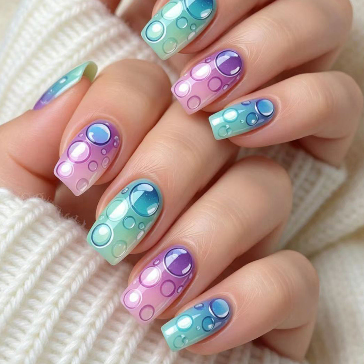 Artistic Bubble-Effect Nail Art Acalora