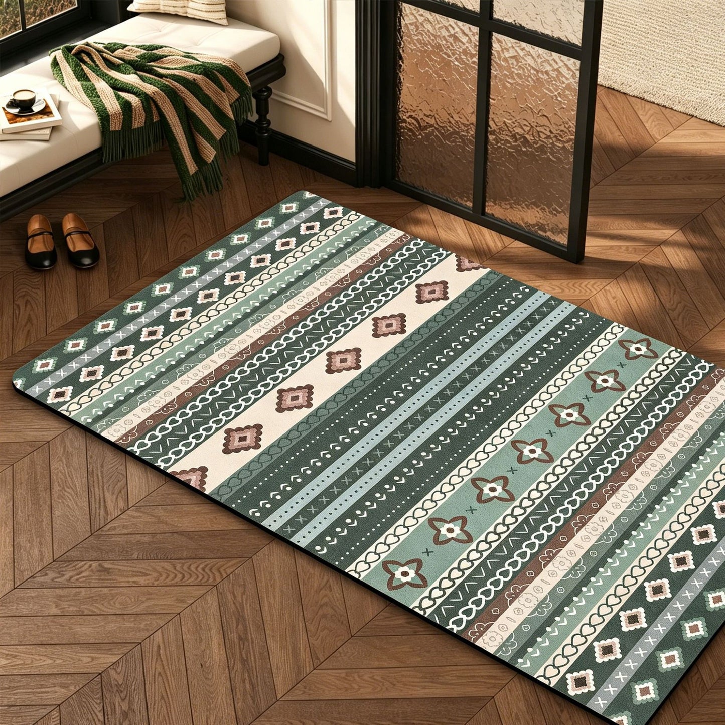 Stylish Geometric Pattern Bathroom Mat Acalora