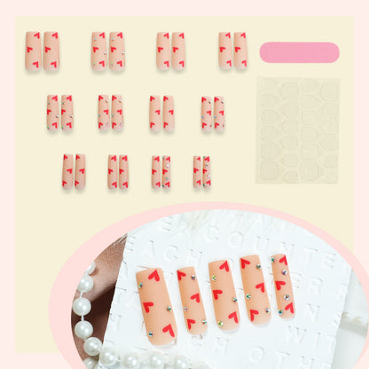Decorative Heart Pattern Press-On Nails Kit Acalora