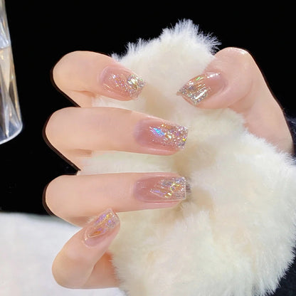Acrylic nail set with sparkling holographic accents Acalora