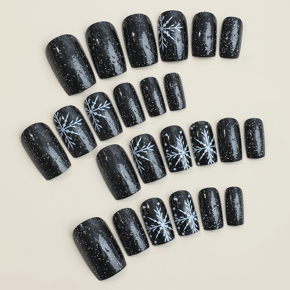 Artistic Press-On Nail Set with Chic Snowflake Design Acalora