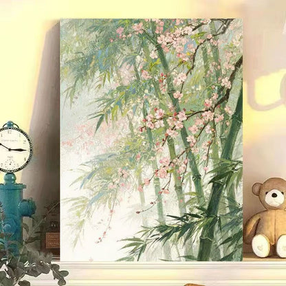Serene Bamboo and Cherry Blossom Wall Art