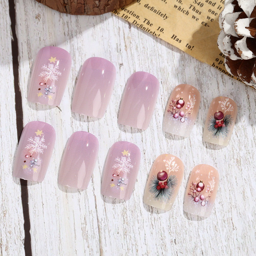 Artificial nails in festive winter design Acalora