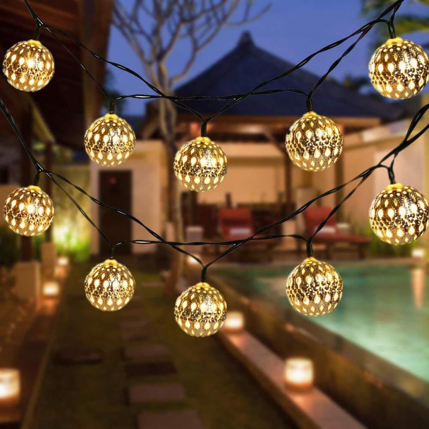 Skanto | Sunny Light Balls Moroccan Balls Colorful LED Christmas Lights Iron Balls Decoration Outdoor String Lights