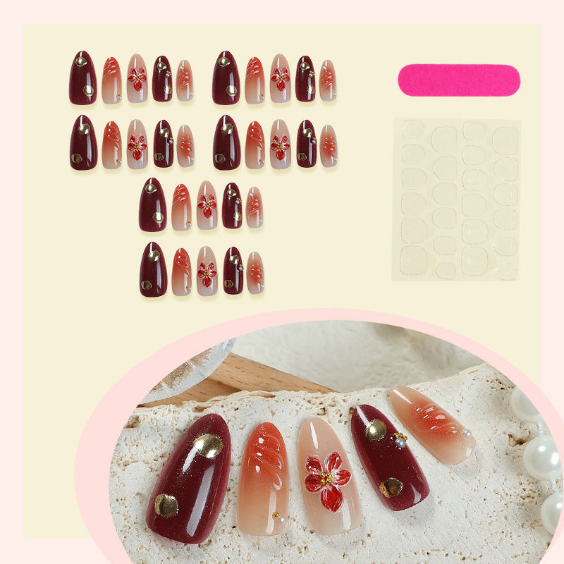 Elegant Floral Press-On Nail Art Set Acalora 1788496102