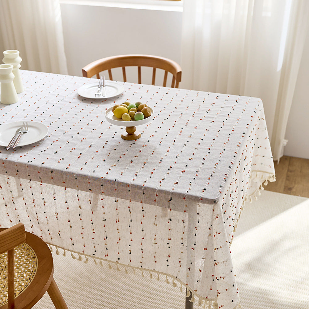 Elegant Cotton Fringed Tablecloth