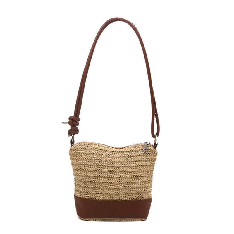 Woven Straw and Leather Crossbody Bag Acalora