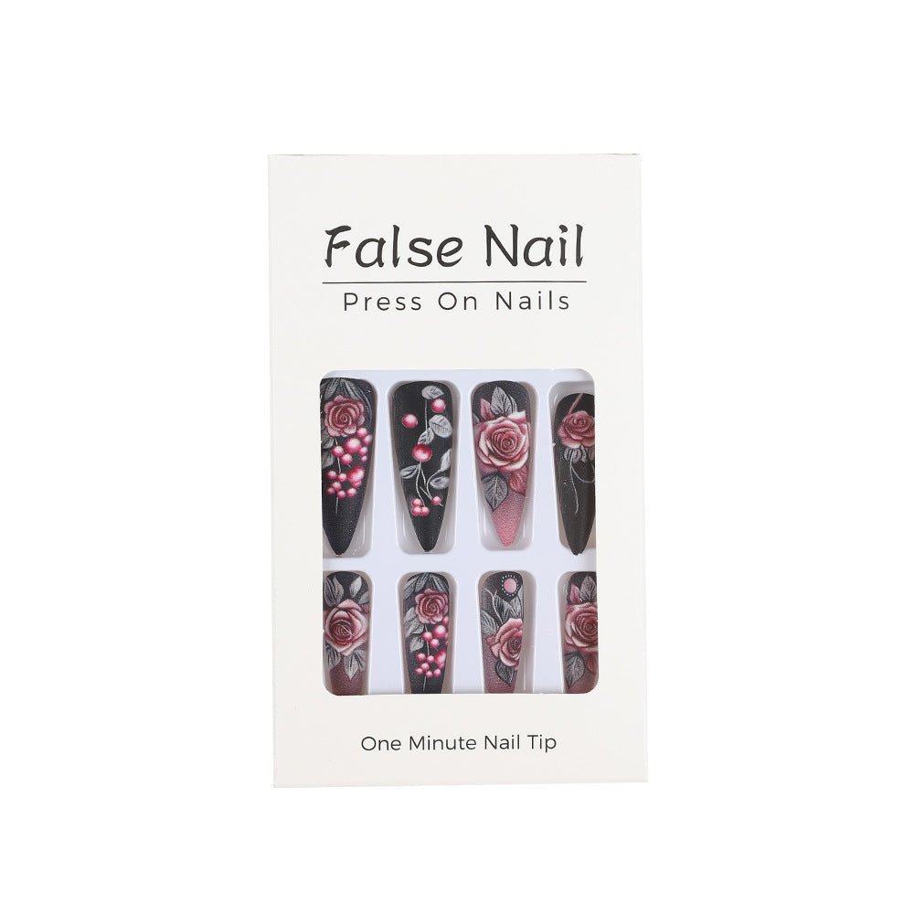 Artificial nails with detailed rose design Acalora