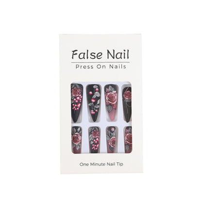 Artificial nails with detailed rose design Acalora