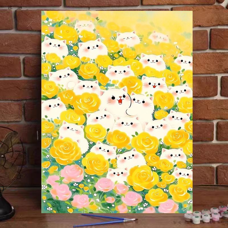 Whimsical Cat-Themed Paint by Numbers Art Kit