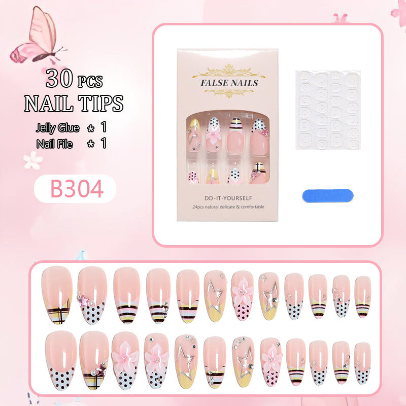 Artificial nail set with decadent floral and geometric design Acalora