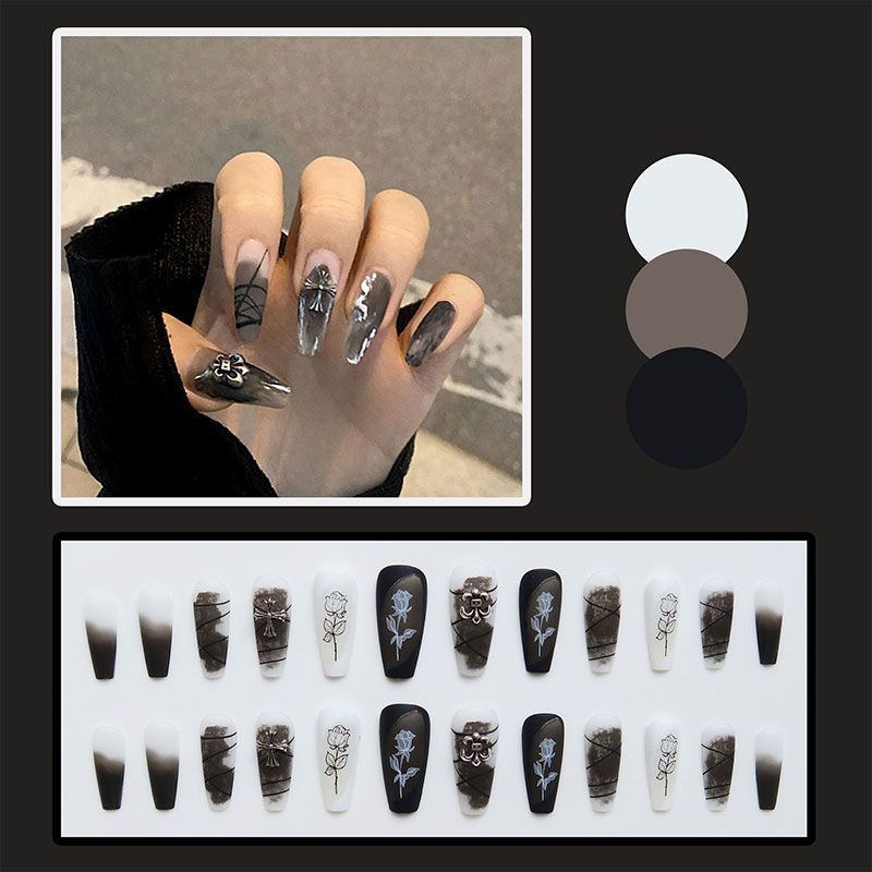 Artistic Floral Abstract Press-On Nail Set Acalora