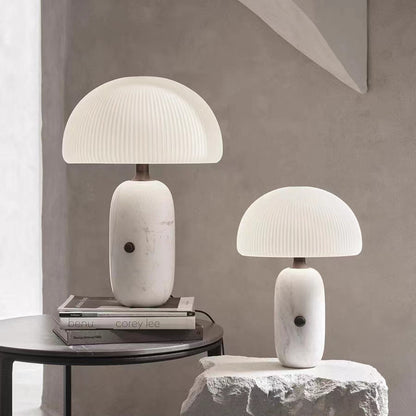 Elegant Marble Table Lamp with Pleated Shade