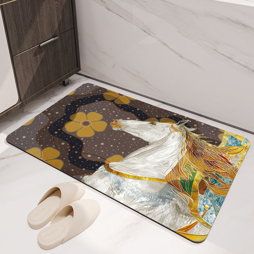 Artistic Horse-Themed Bath Mat Acalora