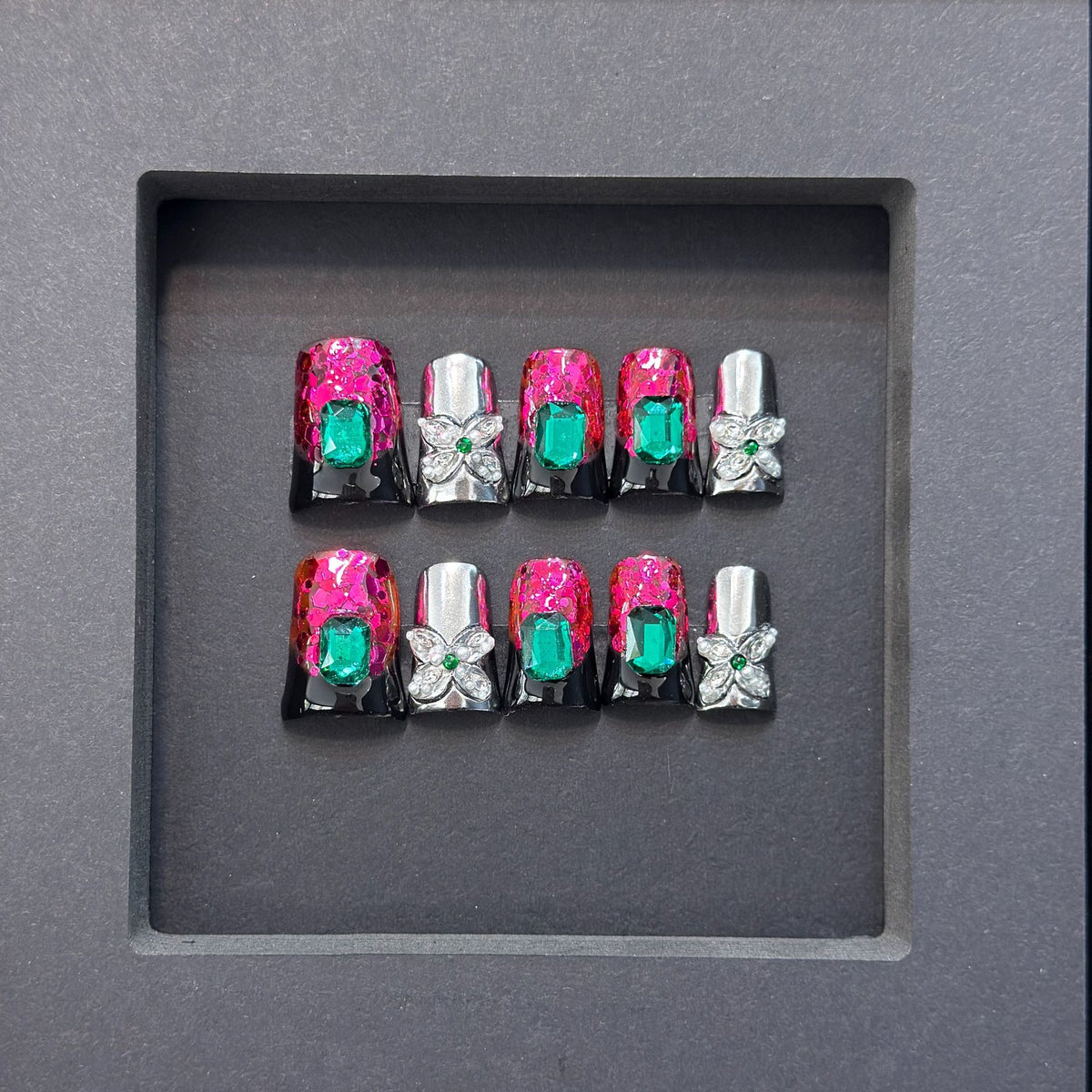 Glamorous Press-On Nail Design with Jewel Accents Acalora