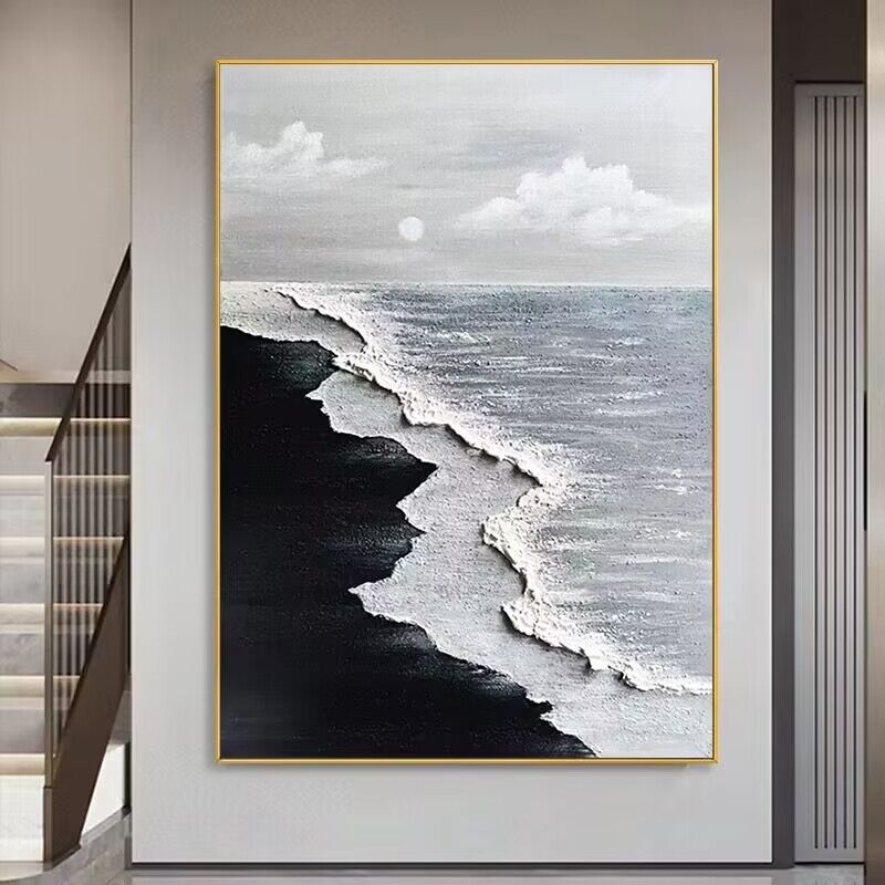 Textured Abstract Coastal Scene Canvas Artwork