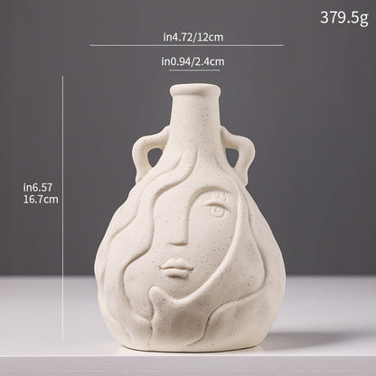 Artistic Face-Shaped Ceramic Vase