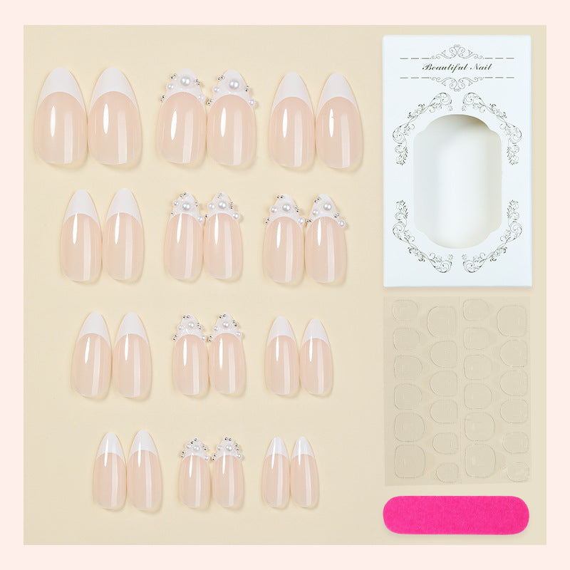 Elegant Press-On Nail Set with Pearlescent Accents Acalora