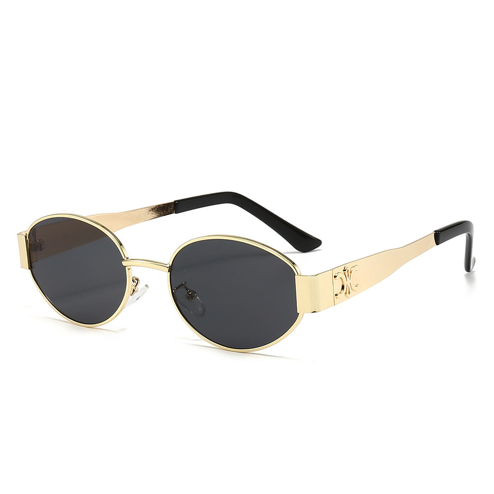 Women's designer sunglasses with elegant oval frame and unique accents Bowlift
