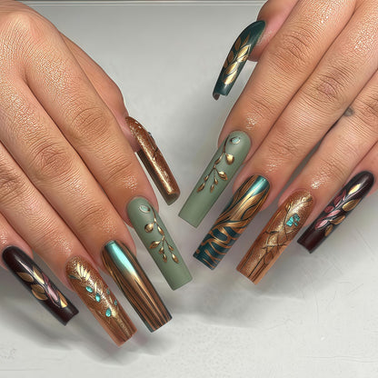 Creative artificial nails with elegant leaf design Acalora
