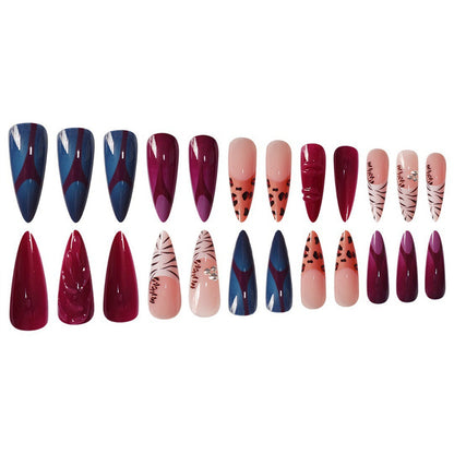 Artistic Stiletto Press-On Nail Art Set with Unique Patterns Acalora