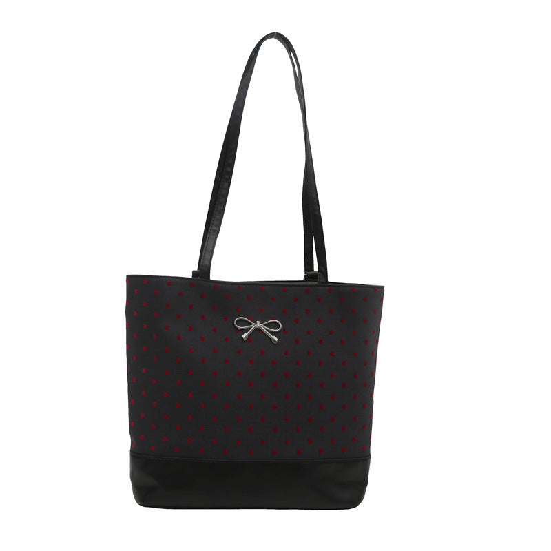 Heart-Embellished Canvas Tote Bag Acalora