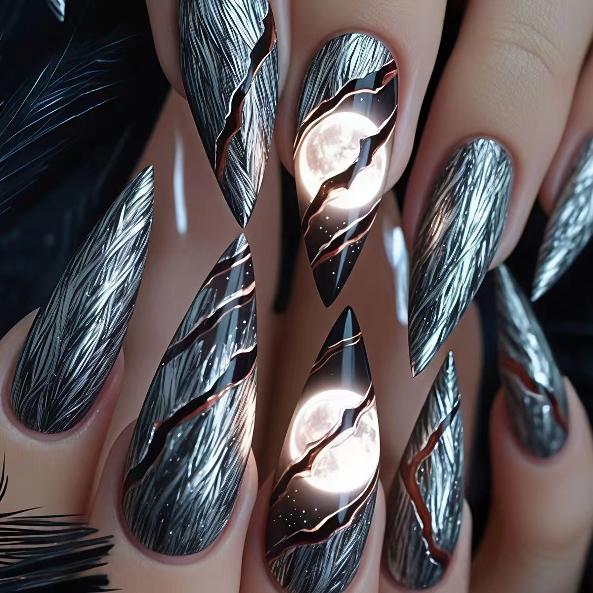 Artistic Stiletto Nail Art Acalora