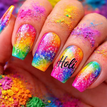 Festival-Themed Glitter Nail Art Acalora