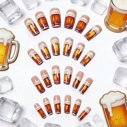 Playful Beer-Themed Acrylic Nail Art Acalora