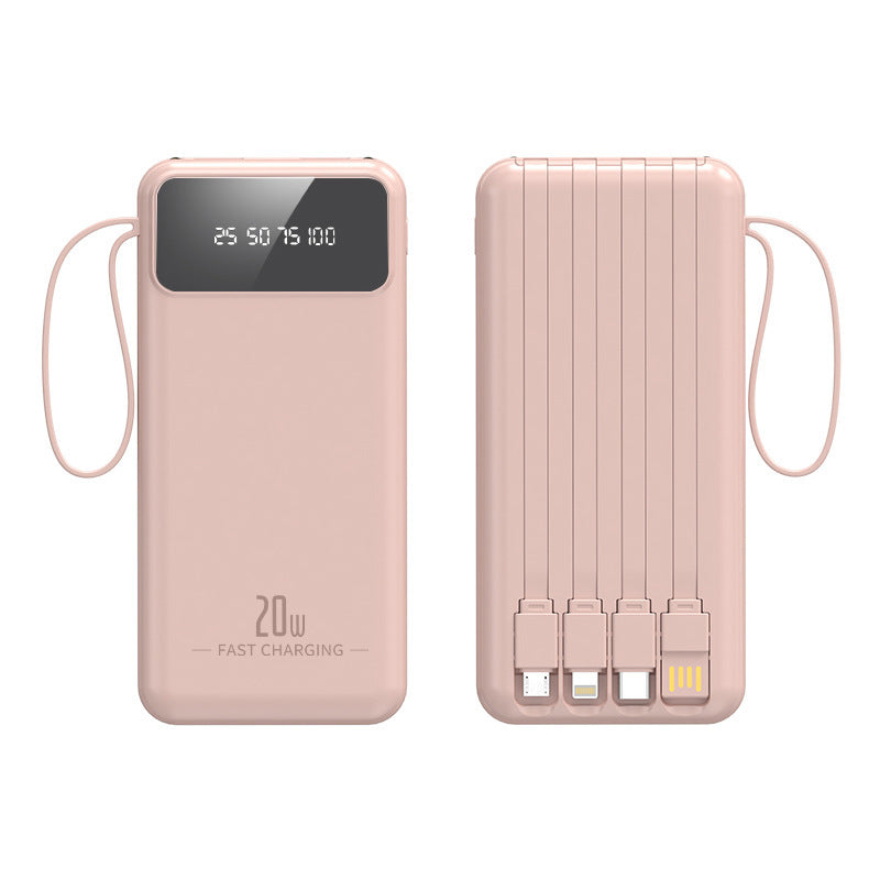Portable power bank with integrated cable system and digital charging display Bowlift