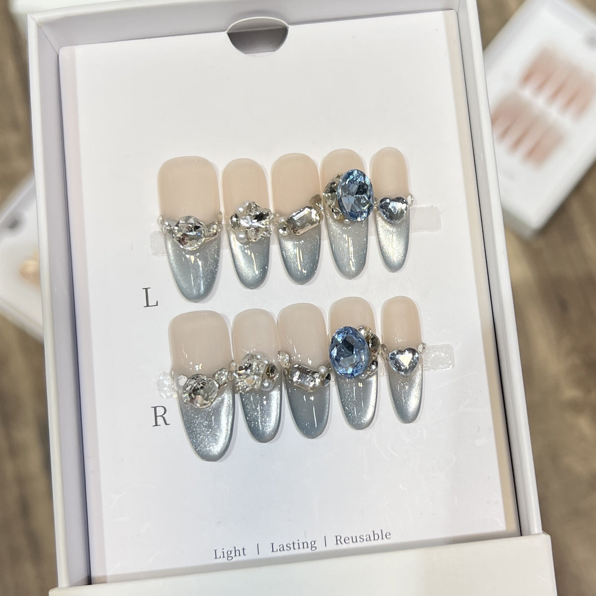 Decorative Stiletto Press-On Nails with Crystal Accents Acalora