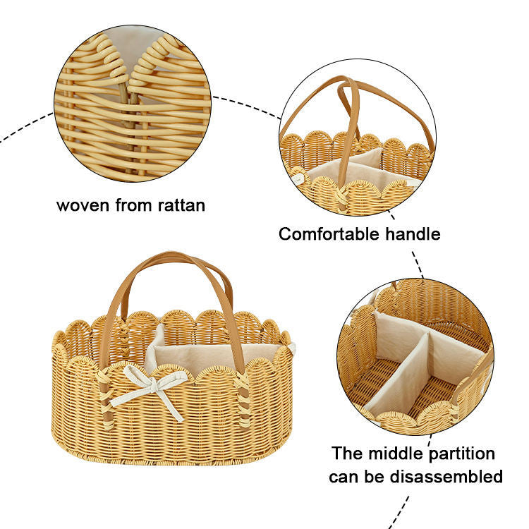 Charming storage basket with leather handles Acalora