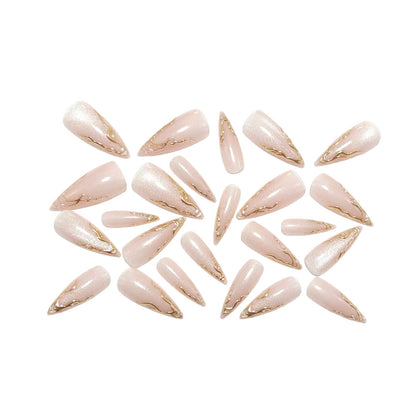 Artificial nails in an elegant style with gold accents Acalora