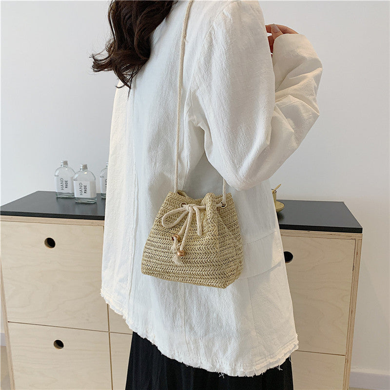 Bohemian-Inspired Woven Mini Drawstring Bag Acalora
