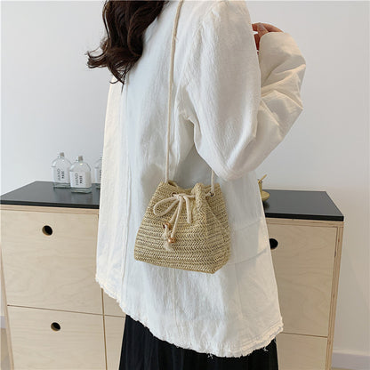 Bohemian-Inspired Woven Mini Drawstring Bag Acalora