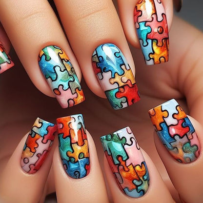 Puzzle-Themed Nail Art Acalora