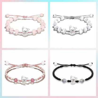 Playful Dog Charm Beaded Bracelet Acalora