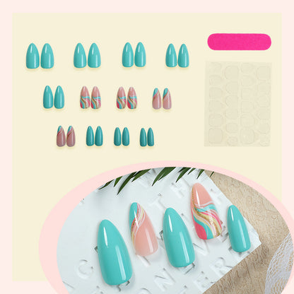 Artistic Press-On Nails Set with Unique Swirl Patterns Acalora