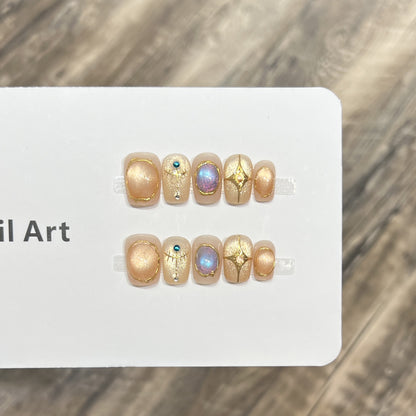 Decorative Press-On Nail Art Set with Shimmering Gemstone Accents Acalora