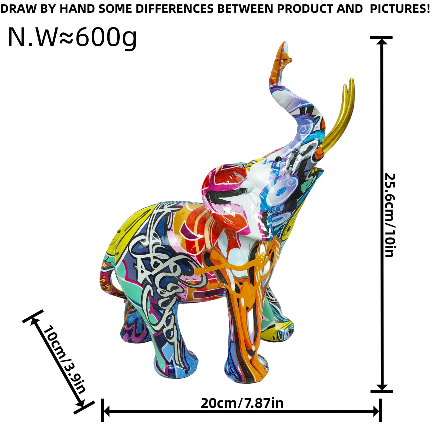 Artistic elephant figure with colorful design Acalora