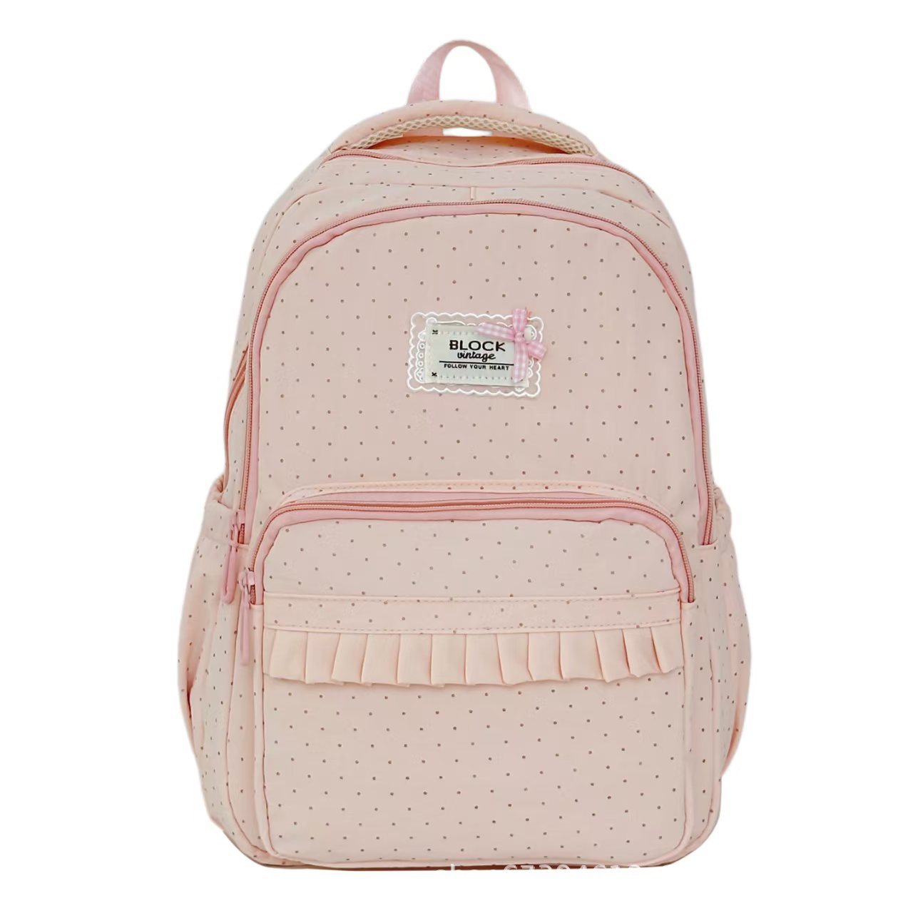 Stylish Polka Dot Ruffled Backpack Bowlift